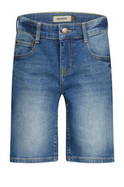 thumbnail: Medium blue denim jongens Raizzed regular short van denim met rits- en knoopsluiting en effen