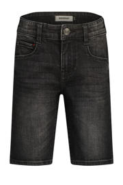 thumbnail: Black denim jongens Raizzed regular short van denim met rits- en knoopsluiting en effen