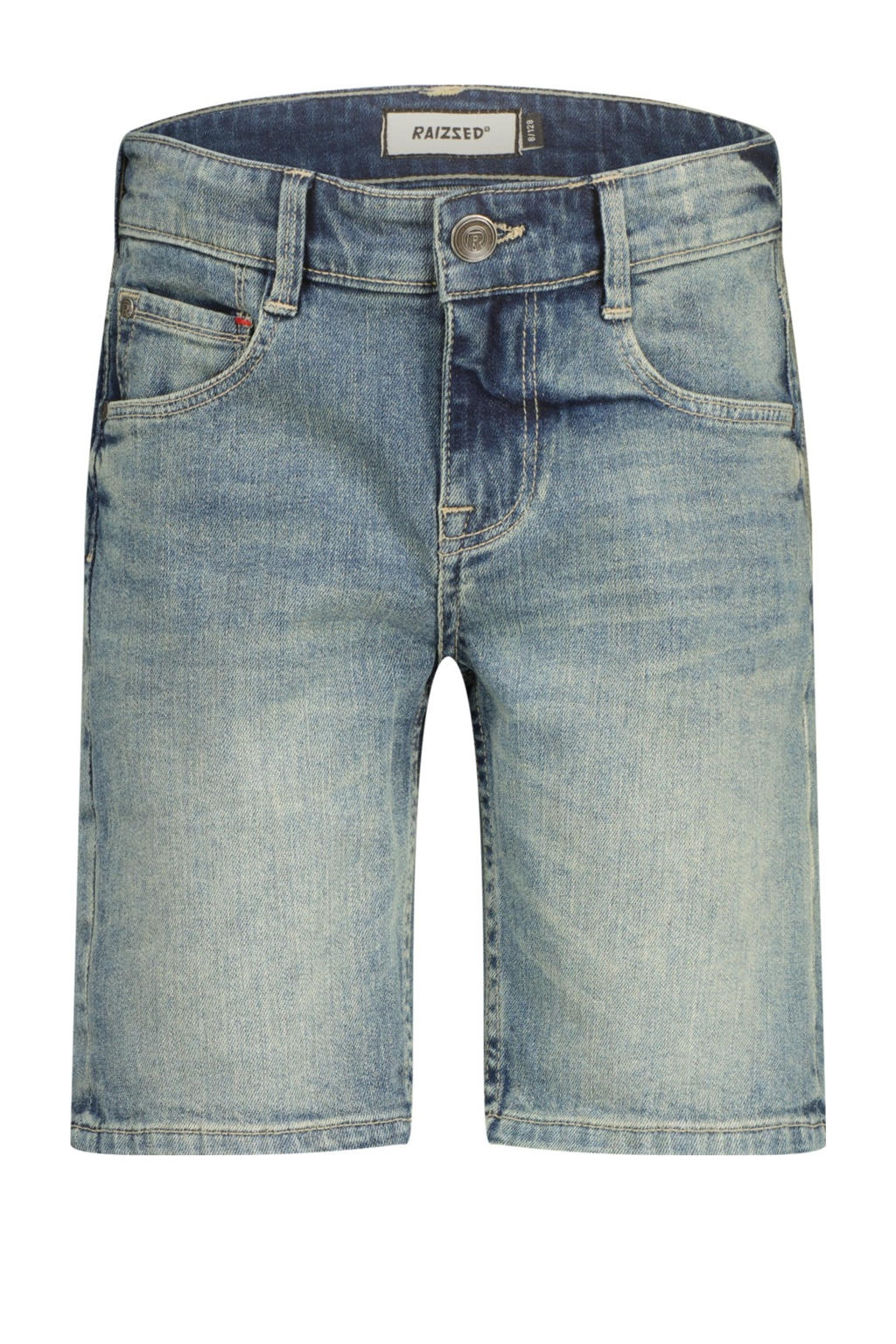 Light blue denim jongens Raizzed regular short van denim met rits- en knoopsluiting en effen