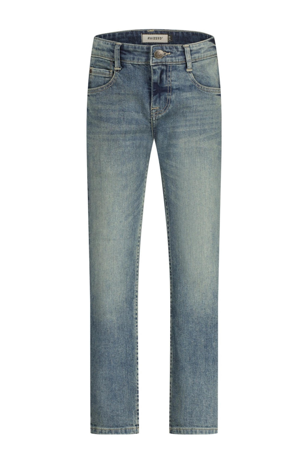 Medium blue denim jongens Raizzed regular waist regular fit jeans van denim met rits- en knoopsluiting en effen