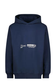 thumbnail: Donkerblauwe jongens Raizzed hoodie van sweat materiaal met printopdruk, lange mouwen, capuchon en geribde boorden