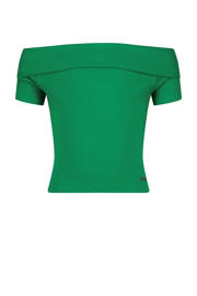 thumbnail: Groene meisjes Raizzed off shoulder top van katoen met effen en korte mouwen