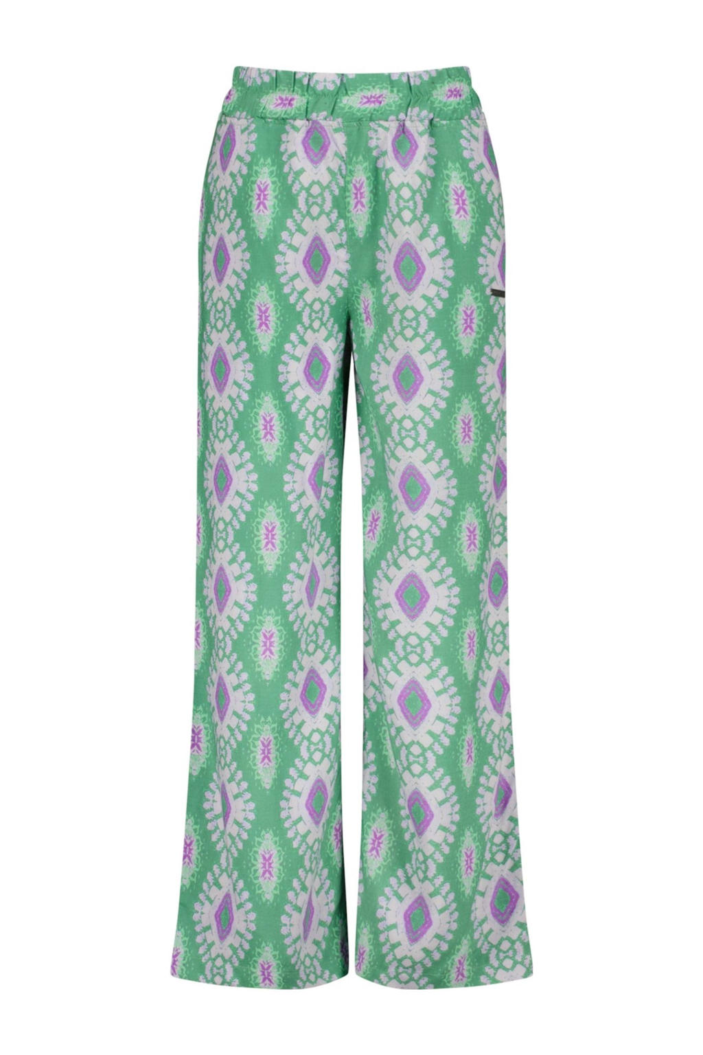 Groen en paarse meisjes Raizzed loose casual broek van viscose met regular waist en elastische tailleband