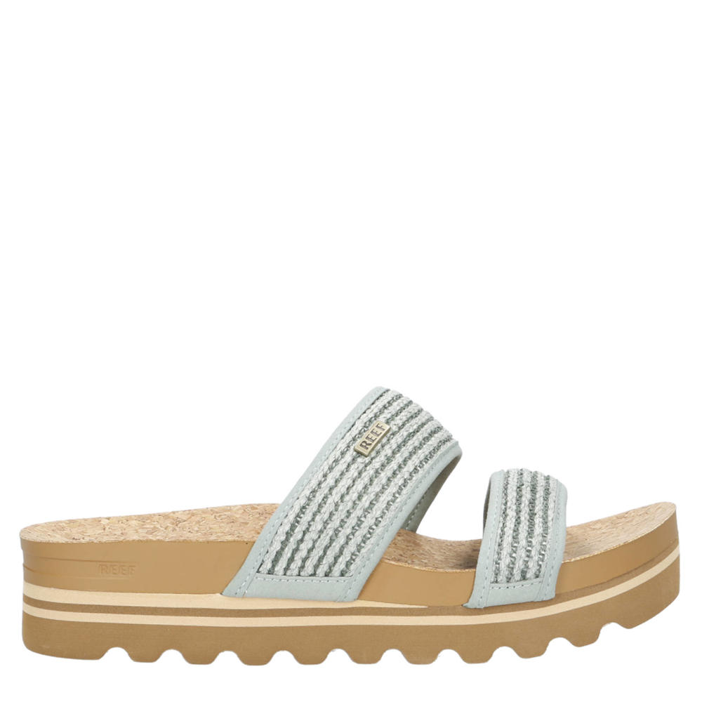Lichtgroene dames Reef Cushion Vista HI slippers van imitatieleer met plateauzool