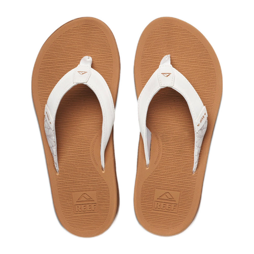 Witte dames Reef Santa Ana teenslippers van imitatieleer 