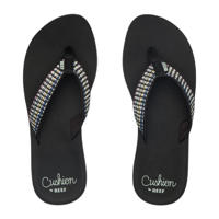 thumbnail: Zwarte dames Reef Baja Elana teenslippers van textiel 
