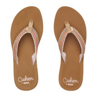 thumbnail: Bruin en roze dames Reef Baja Elana teenslippers van textiel 