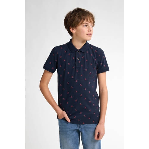 Petrol Industries polo marineblauw Jongens Katoen Polokraag All over print