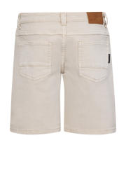 thumbnail: Beige jongens Retour Jeans relaxed short van stretchdenim met rits- en knoopsluiting en effen