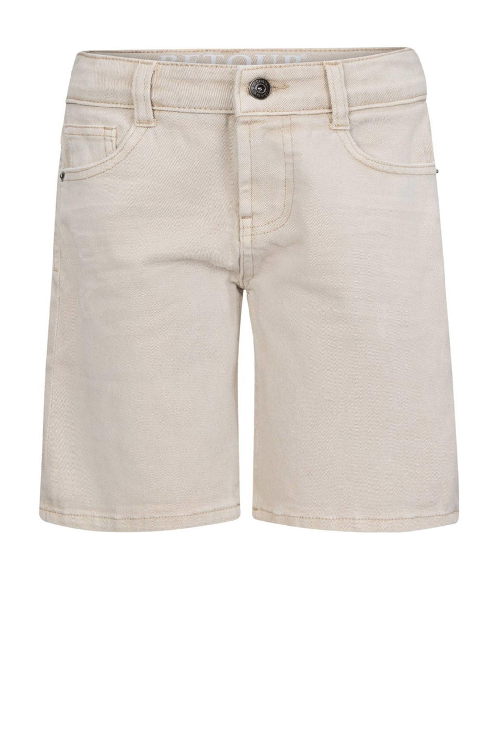 Beige jongens Retour Jeans relaxed short van stretchdenim met regular waist, rits- en knoopsluiting en effen