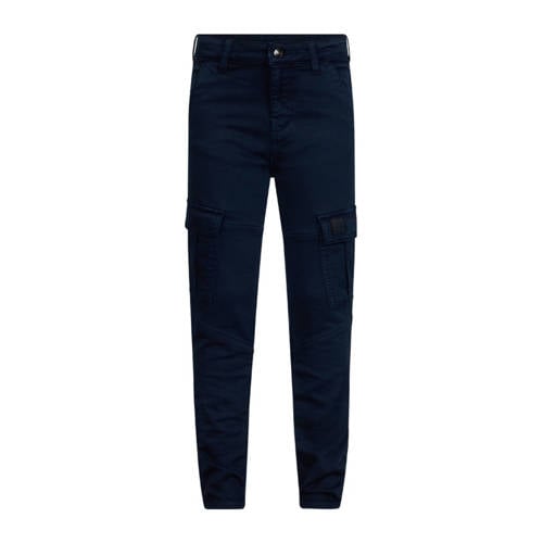 Retour Jeans tapered cargobroek donkerblauw Jongens Stretchdenim Effen - maat 170/176 afbeelding