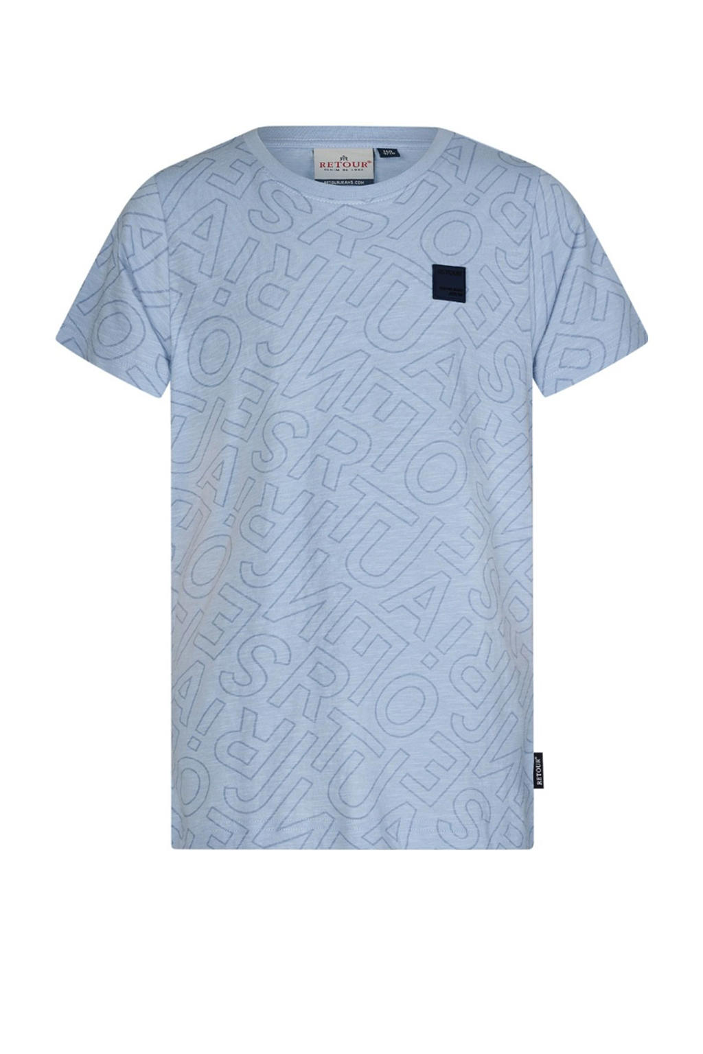 Lichtblauwe jongens Retour Jeans T-shirt van katoen met korte mouwen en ronde hals