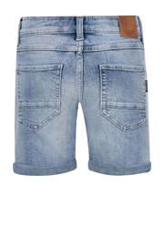thumbnail: Light blue denim jongens Retour Jeans straight short van stretchdenim met rits- en knoopsluiting en effen