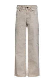 thumbnail: Beige jongens Retour Jeans relaxed wide leg jeans van stretchdenim met rits- en knoopsluiting en effen