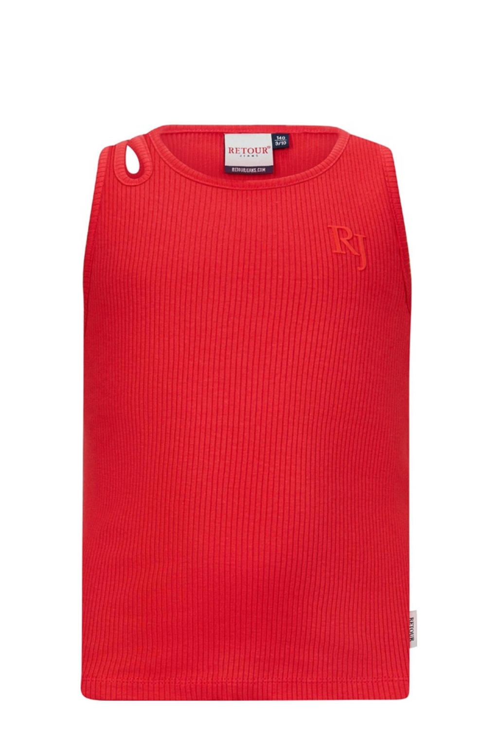 Rode meisjes Retour Jeans mouwloze top rib gebreid met effen en ronde hals