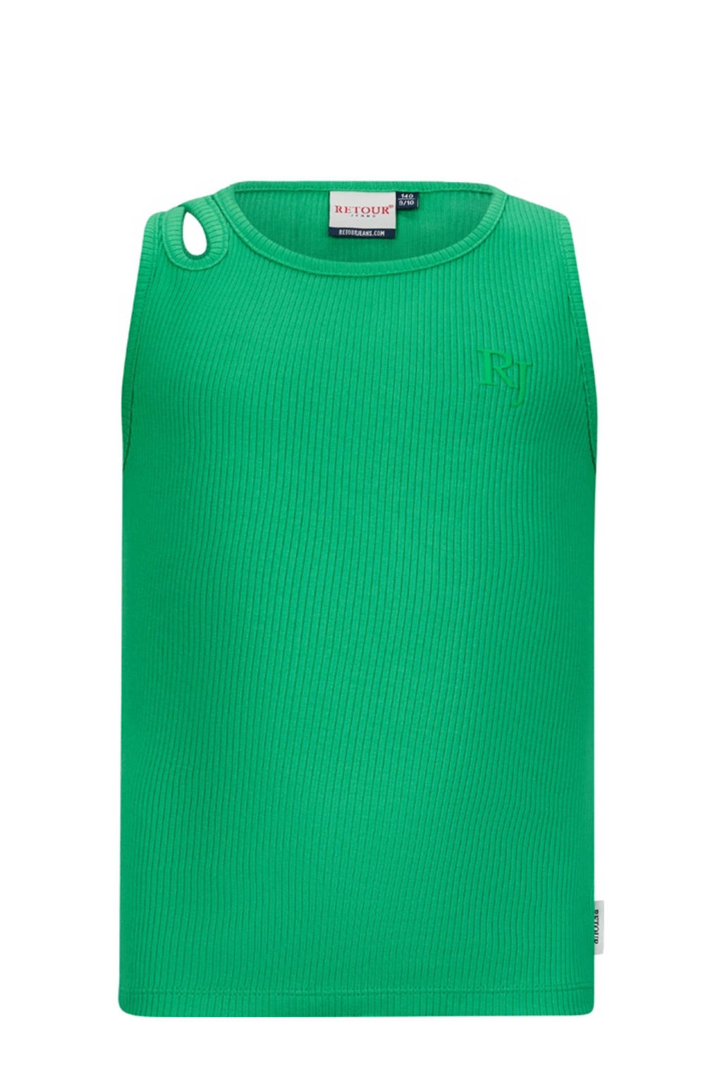 Groene meisjes Retour Jeans mouwloze top rib gebreid met effen en ronde hals