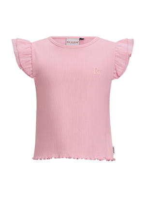 T-shirt lichtroze rib gebreid