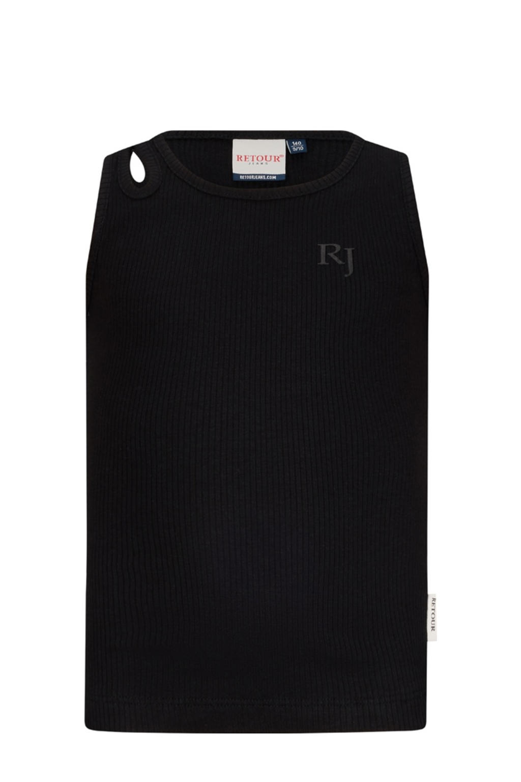 Zwarte meisjes Retour Jeans mouwloze top rib gebreid met effen en ronde hals
