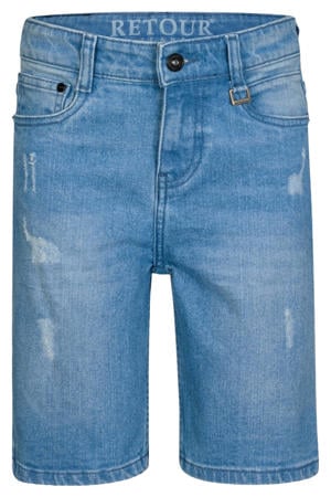 loose short medium blue denim