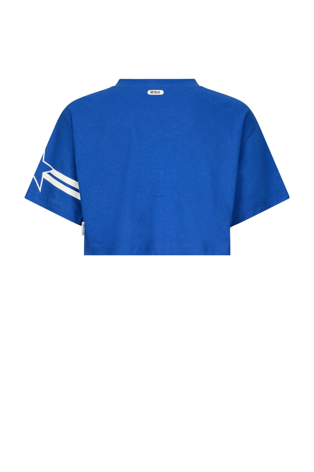 Blauw, kobaltblauw en witte meisjes Retour Jeans T-shirt van katoen met printopdruk, korte mouwen en opstaande kraag