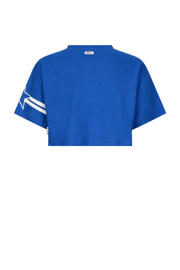 thumbnail: Blauw, kobaltblauw en witte meisjes Retour Jeans T-shirt van katoen met printopdruk, korte mouwen en opstaande kraag