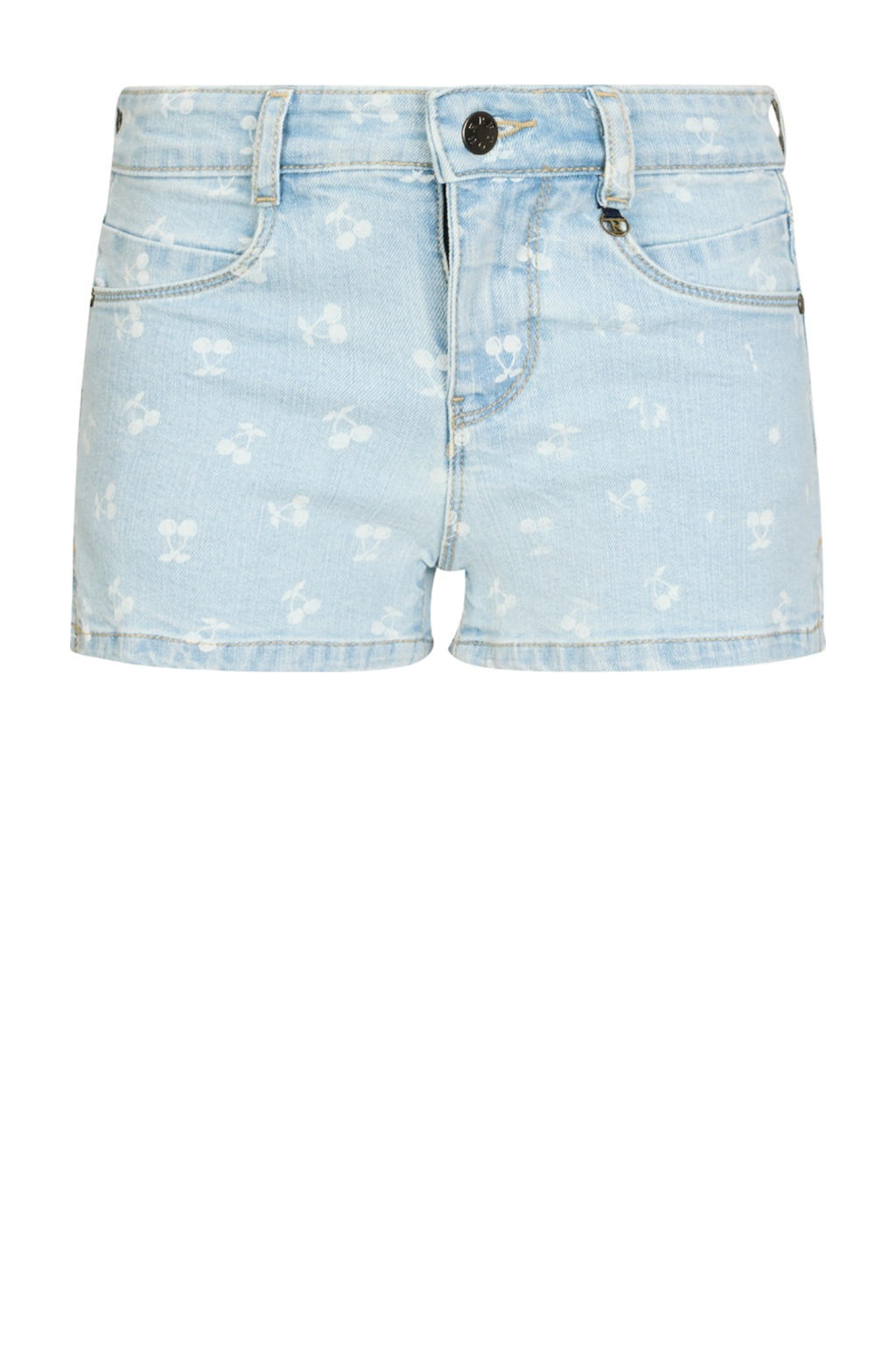 Light blue denim meisjes Retour Jeans short van stretchdenim met rits- en knoopsluiting