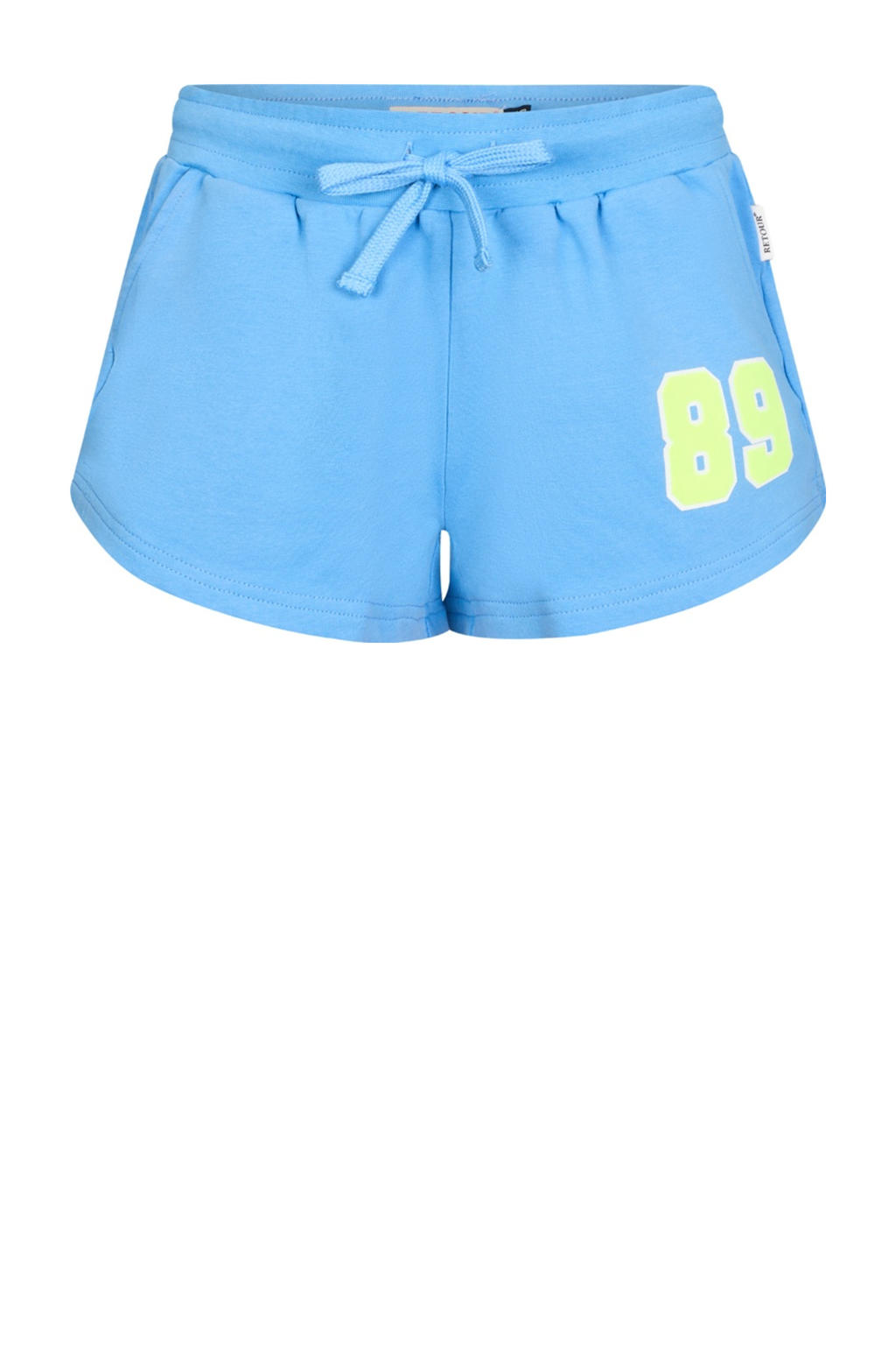 Blauwe meisjes Retour Jeans sweatshort met elastische tailleband met koord en printopdruk