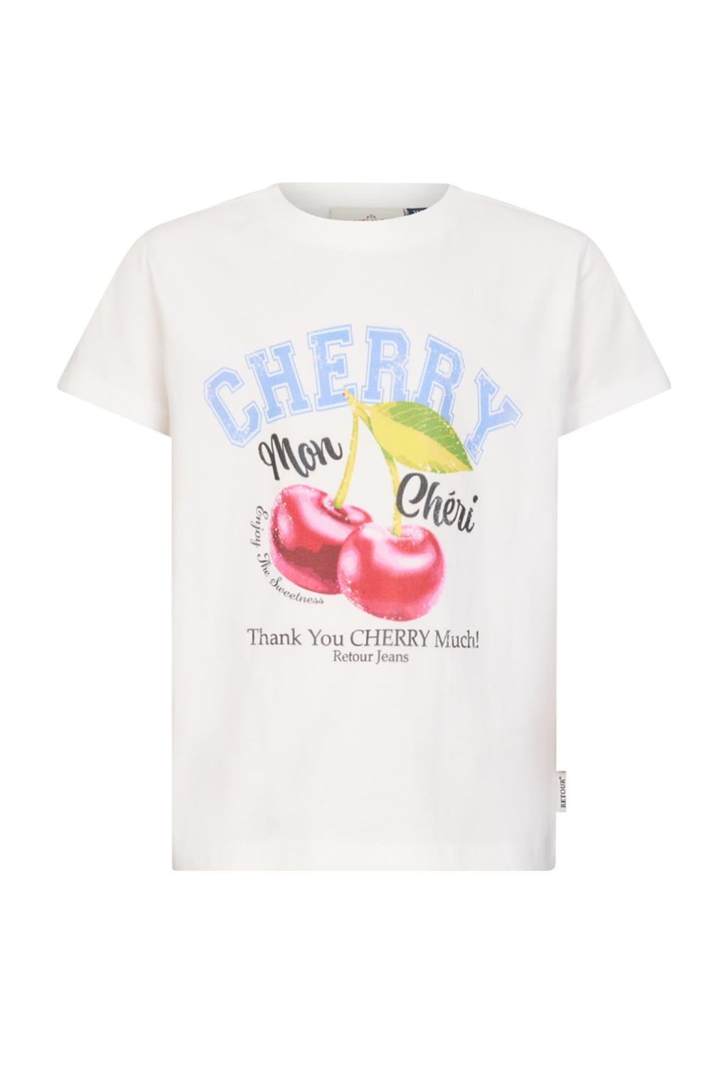 Witte meisjes Retour Jeans T-shirt van katoen met printopdruk, korte mouwen en ronde hals