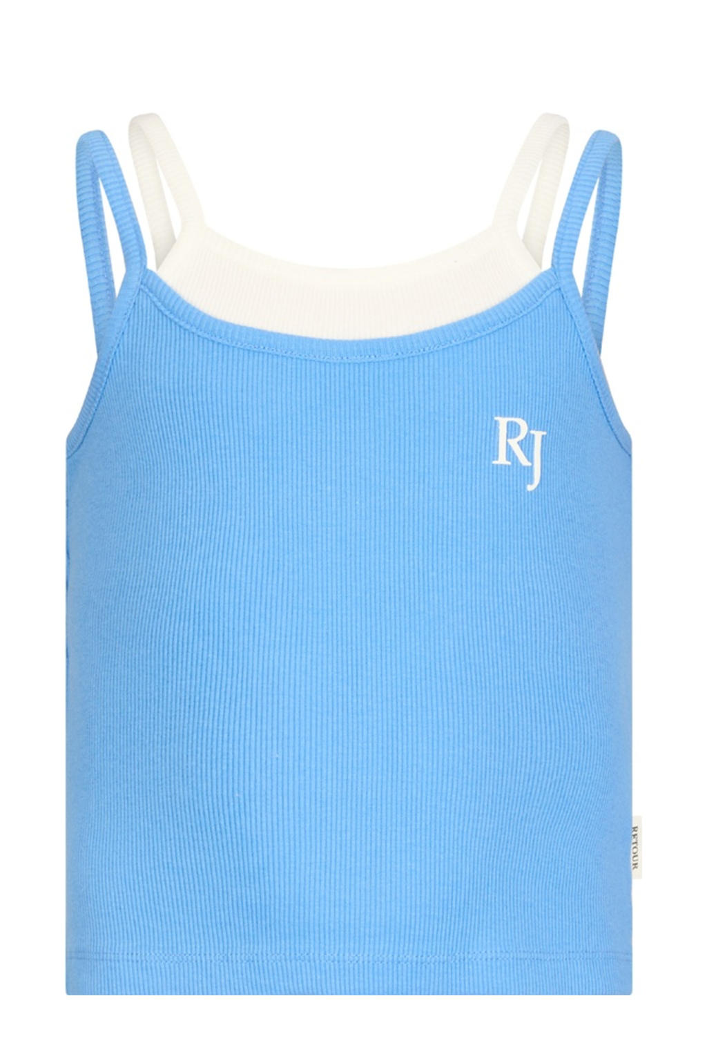 Blauw en witte meisjes Retour Jeans singlet van katoen met effen en vierkante hals