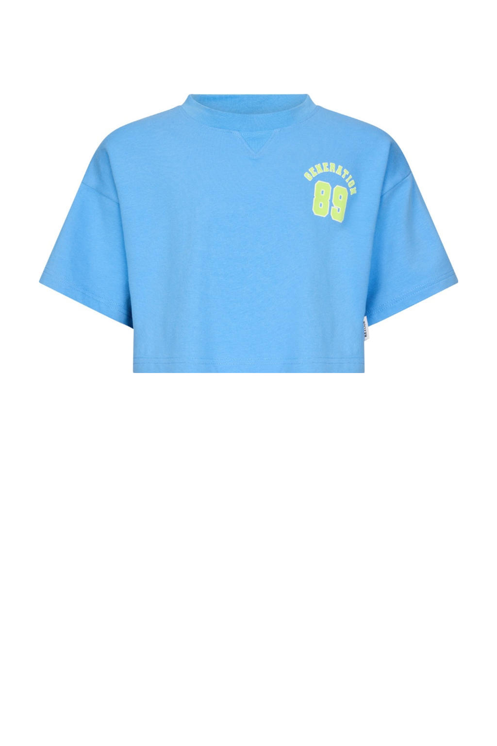 Blauwe meisjes Retour Jeans T-shirt van stretchkatoen met backprint, korte mouwen en opstaande kraag