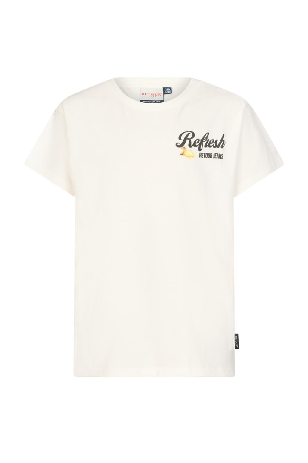 Ecru jongens Retour Jeans T-shirt van katoen met backprint, korte mouwen en ronde hals