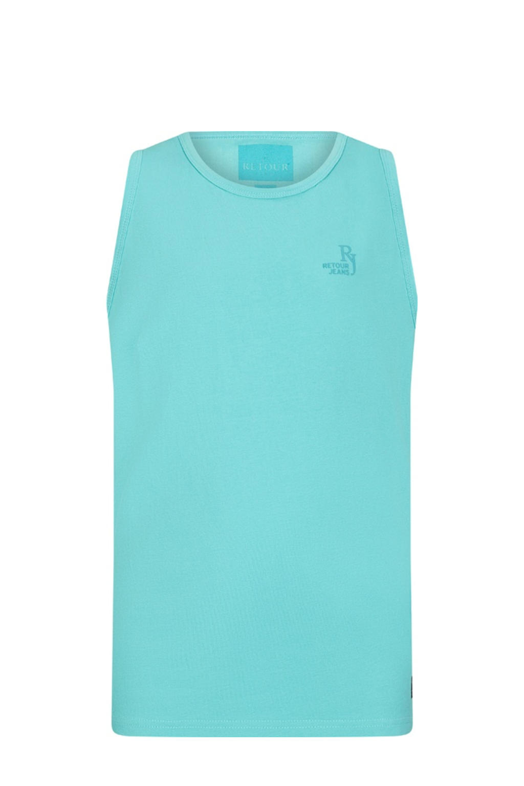 Blauwe jongens Retour Jeans singlet van stretchkatoen met effen en ronde hals