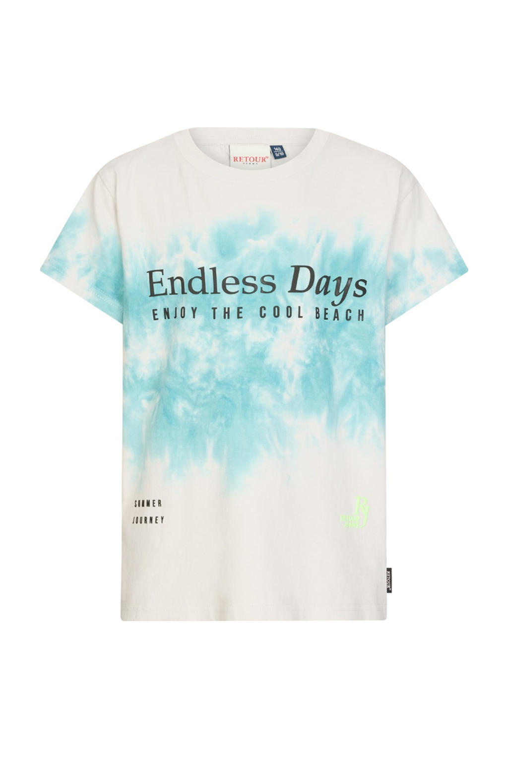 Ecru en blauwe jongens Retour Jeans T-shirt van katoen met tie-dye effect, korte mouwen en ronde hals