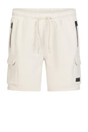 thumbnail: Beige jongens Retour Jeans sweatshort met elastische tailleband met koord en effen