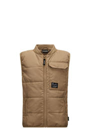 thumbnail: Lichtbruine jongens Retour Jeans X Memphis bodywarmer van polyester met backprint, ronde hals en ritssluiting
