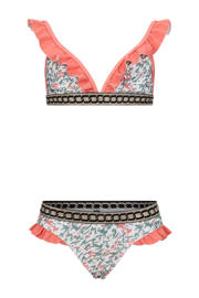 thumbnail: Retour Jeans triangel bikini koraaloranje/groen/wit