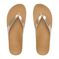 thumbnail: Champagne dames Reef Cushion Bounce Court teenslippers van imitatieleer/rubber met effen