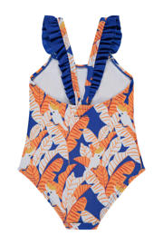 thumbnail: Stains&Stories badpak met ruches blauw/oranje/wit