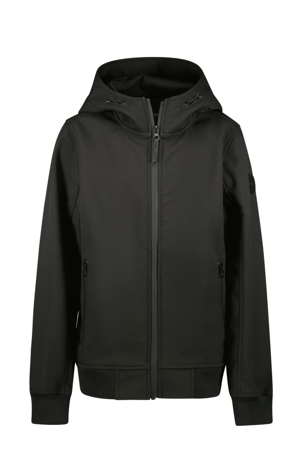 Zwarte jongens Cars softshell jas zomer van polyester met effen, lange mouwen, capuchon, ritssluiting en geribde boorden