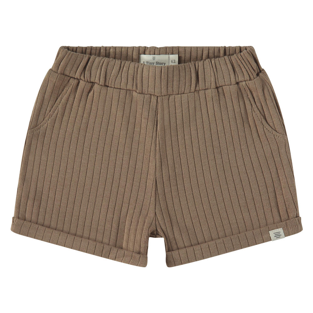 Bruine jongens en meisjes A Tiny Story sweatshort van stretchkatoen met elastische tailleband met koord en effen