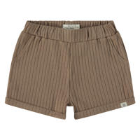 thumbnail: Bruine jongens en meisjes A Tiny Story sweatshort van stretchkatoen met elastische tailleband met koord en effen