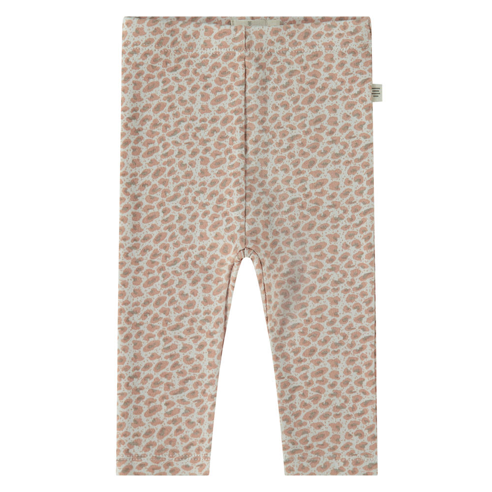 Roze en beige meisjes A Tiny Story regular babybroek van stretchkatoen met elastische tailleband