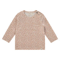 thumbnail: Roze en beige meisjes A Tiny Story longsleeve van stretchkatoen met lange mouwen, ronde hals en drukknoopsluiting