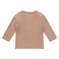 thumbnail: Oudroze meisjes A Tiny Story longsleeve van stretchkatoen met effen, korte mouwen, ronde hals, drukknoopsluiting en textuur