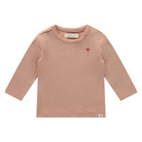 thumbnail: Oudroze meisjes A Tiny Story longsleeve van stretchkatoen met effen, korte mouwen, ronde hals, drukknoopsluiting en textuur