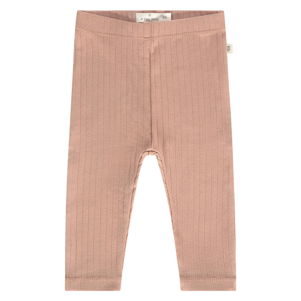 Oudroze meisjes A Tiny Story regular babybroek van stretchkatoen met elastische tailleband en effen