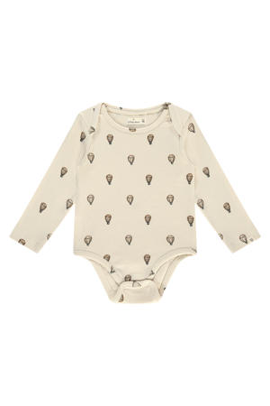 romper met all over print ecru/bruin