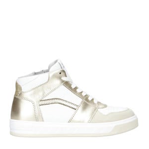 leren sneakers wit/goud