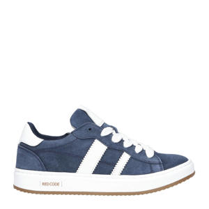   suède sneakers blauw/wit