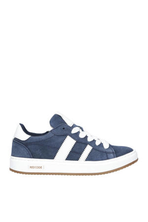   suède sneakers blauw/wit